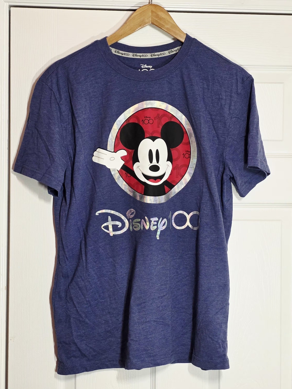 Disney 100th Anniversary Mickey Mouse Used Graphic T-Shirt Blue Men's SizeM
